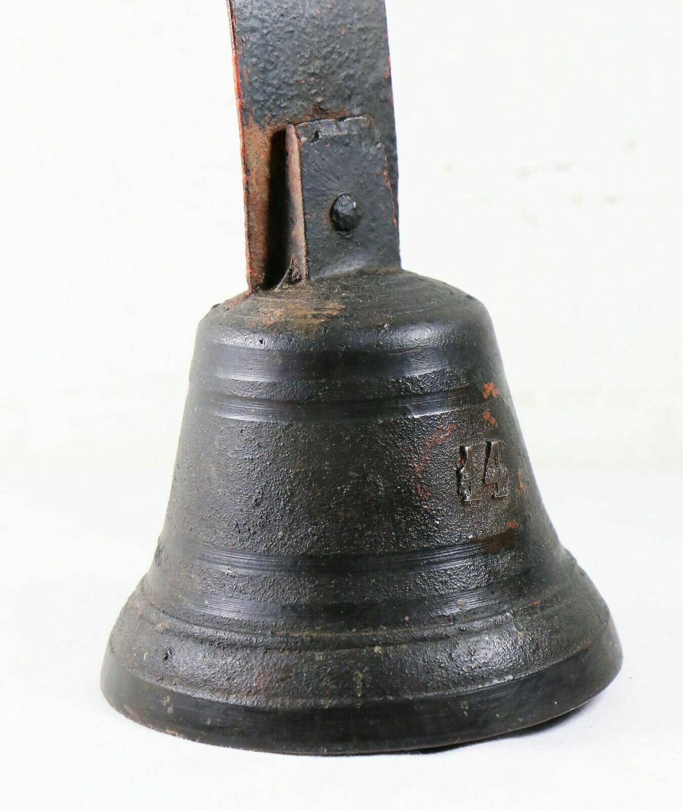 90.0 An Antique English Shop Entrance Butlers Servant Bell Bronze With Steel Fittings photo