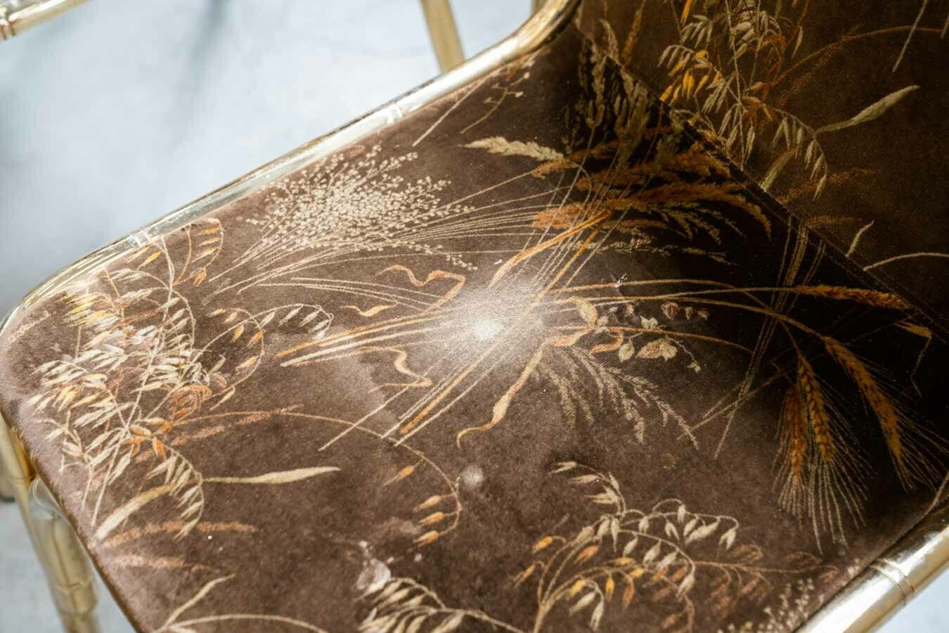 Gold Painted Table And 4 Original Fabric Chairs photo for sale