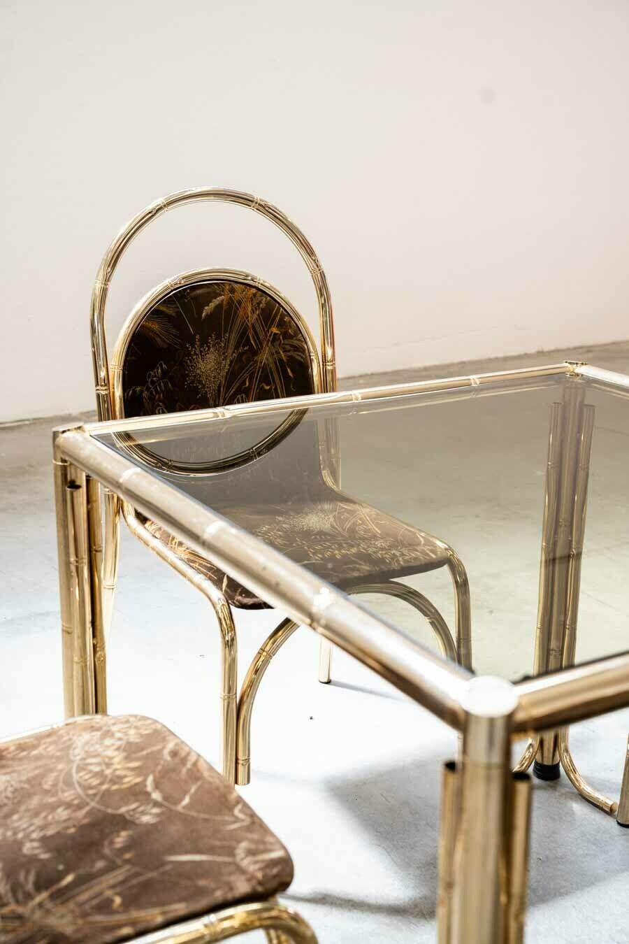 photo for sale Gold Painted Table And 4 Original Fabric Chairs