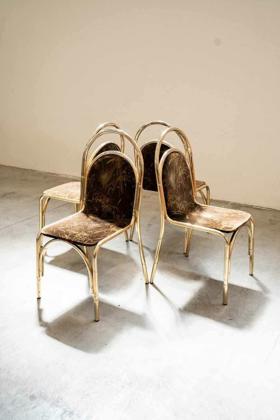 1300.0 Gold Painted Table And 4 Original Fabric Chairs photo