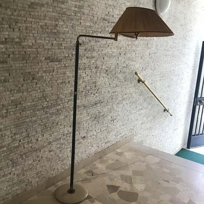 photo for sale Arredoluce Angelo Lelii Adjustablfloor Lamp Marbre Brass Lampshade 1950, Italy