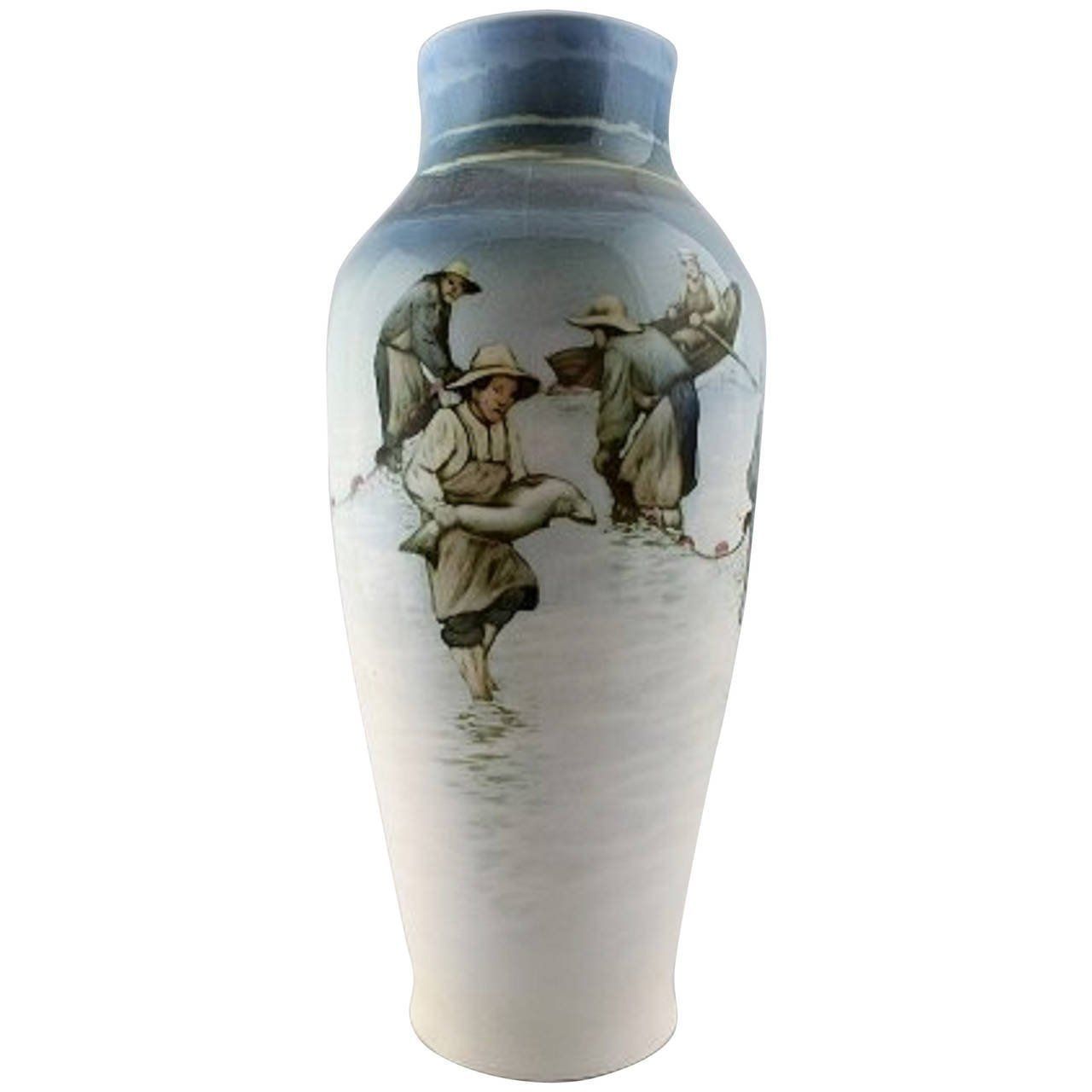 Large Art Nouveau Unique Rörstrand Nils Emil Lundström Porcelain Vase