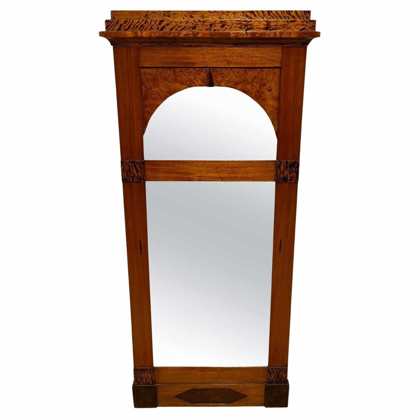 Biedermeier Mirror, Mahogany, Birch And Thuja Roots Wood, Austria, Circa 1820