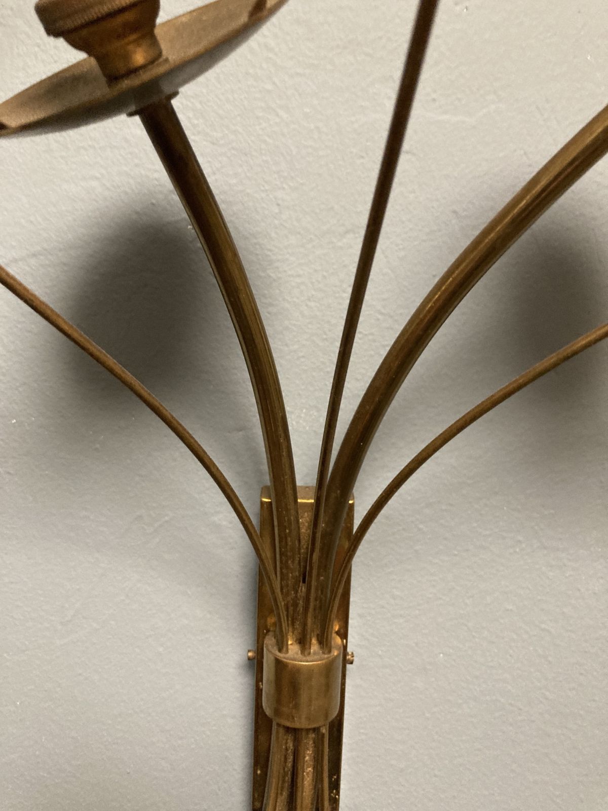 Mid Century Pair Of Brass & Perspex French Wall Lights Attributed To Maison Arlus photo buy
