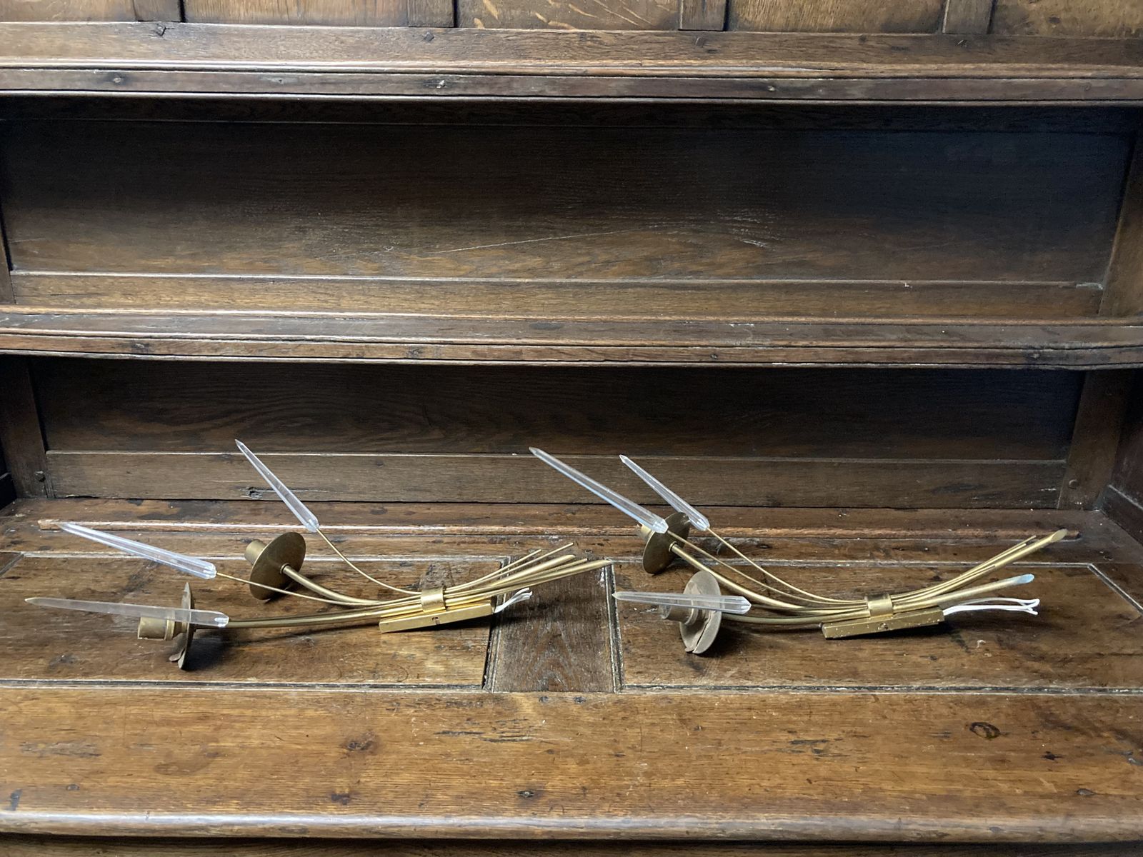 photo furniture Mid Century Pair Of Brass & Perspex French Wall Lights Attributed To Maison Arlus