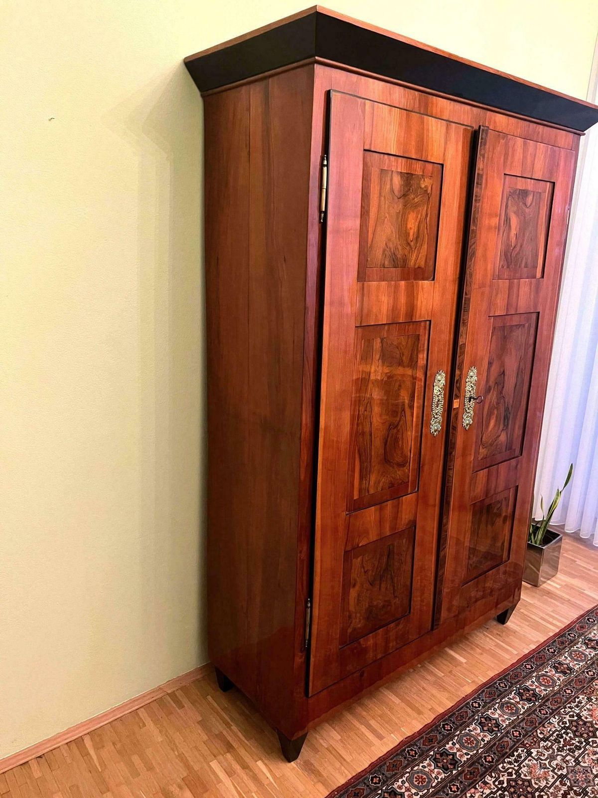 Biedermeier Armoire, Cherry, Walnut, Ebony, Brass, South Germany, Circa 1820 photo for sale