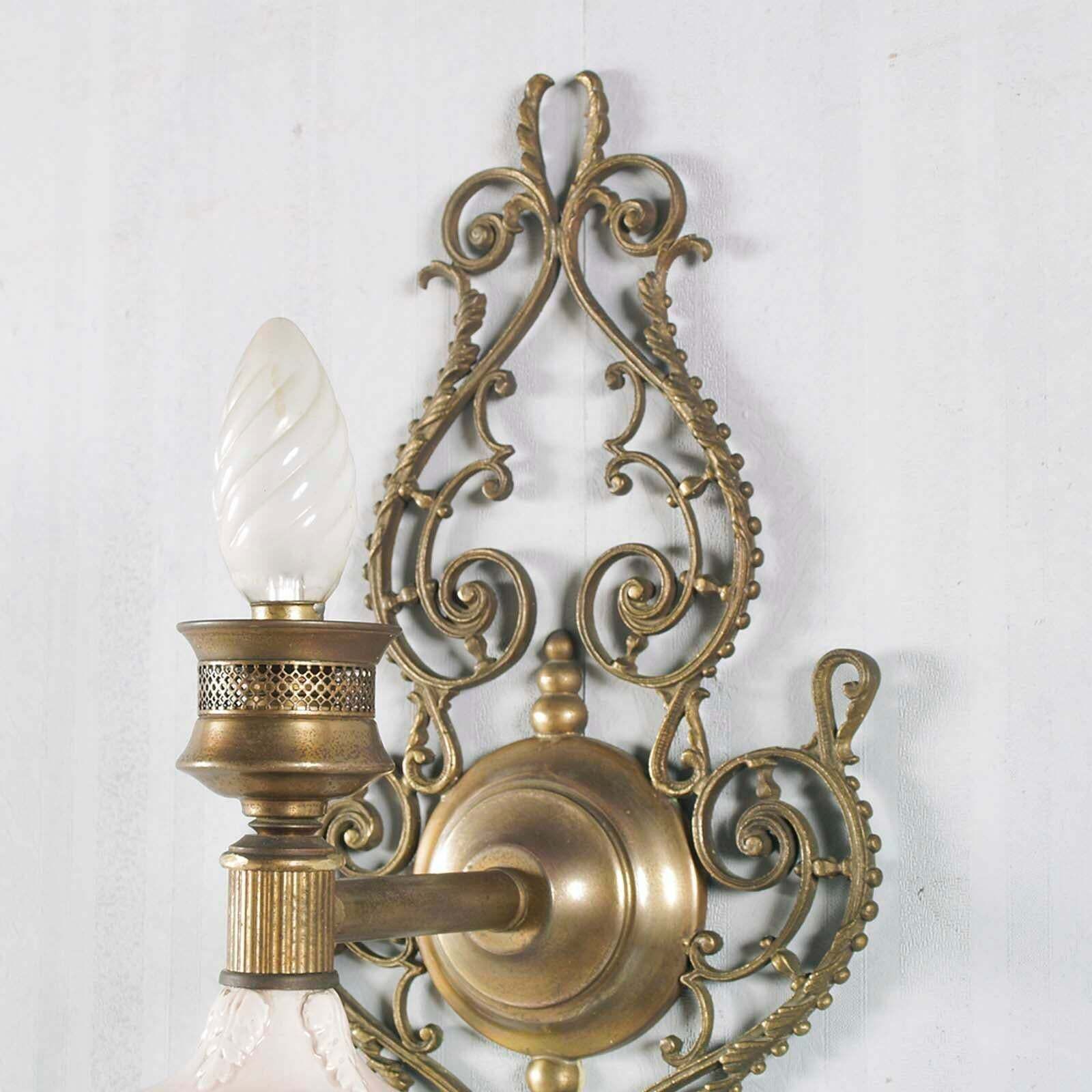 Art Nouveau Venetian Wall Lights Pink Porcelain From Bassano Brass And Bronze photo for sale