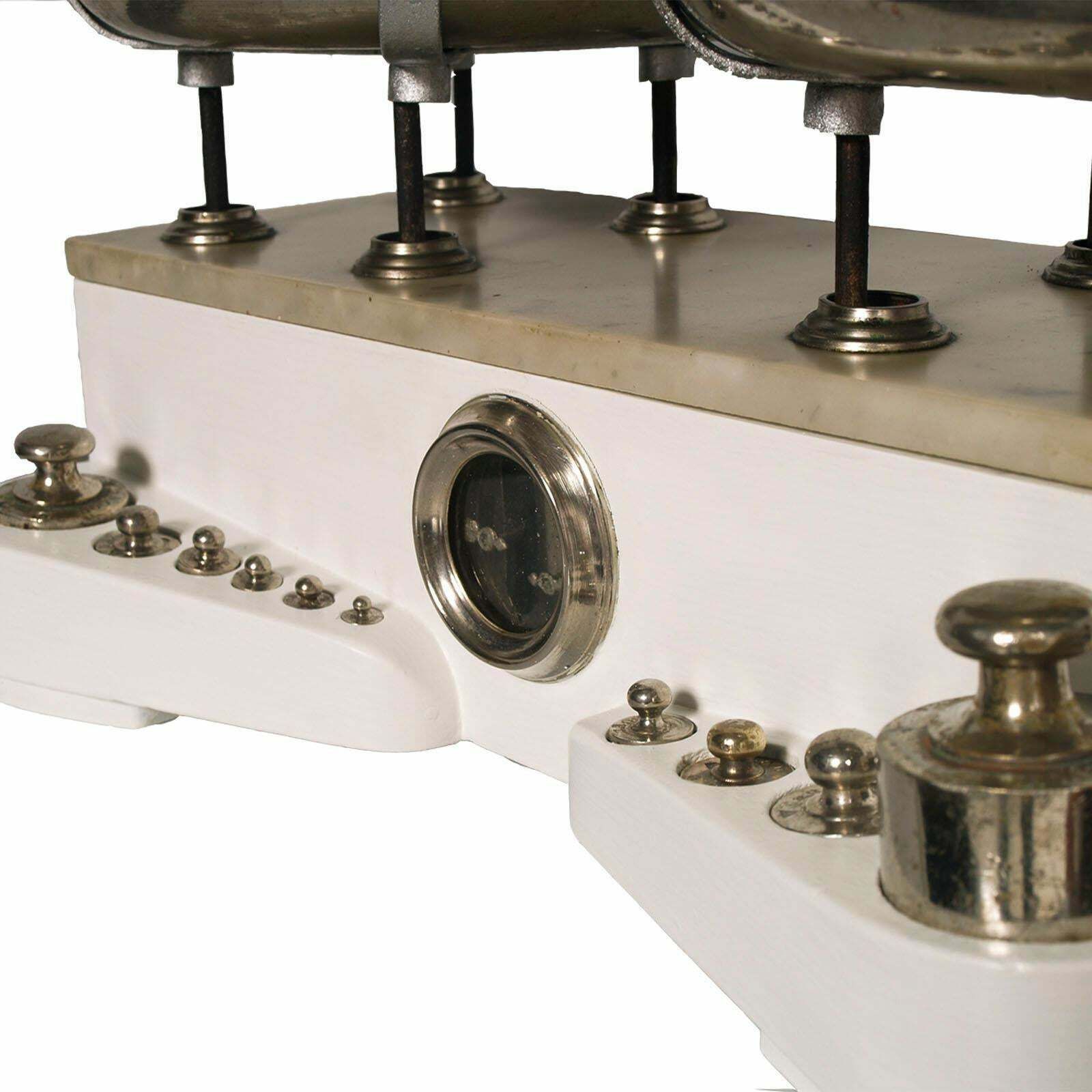 Antique Italian Bench Weight Scale Chromed Brass And Lacquered Wood 10 Weights photo 1961.68
