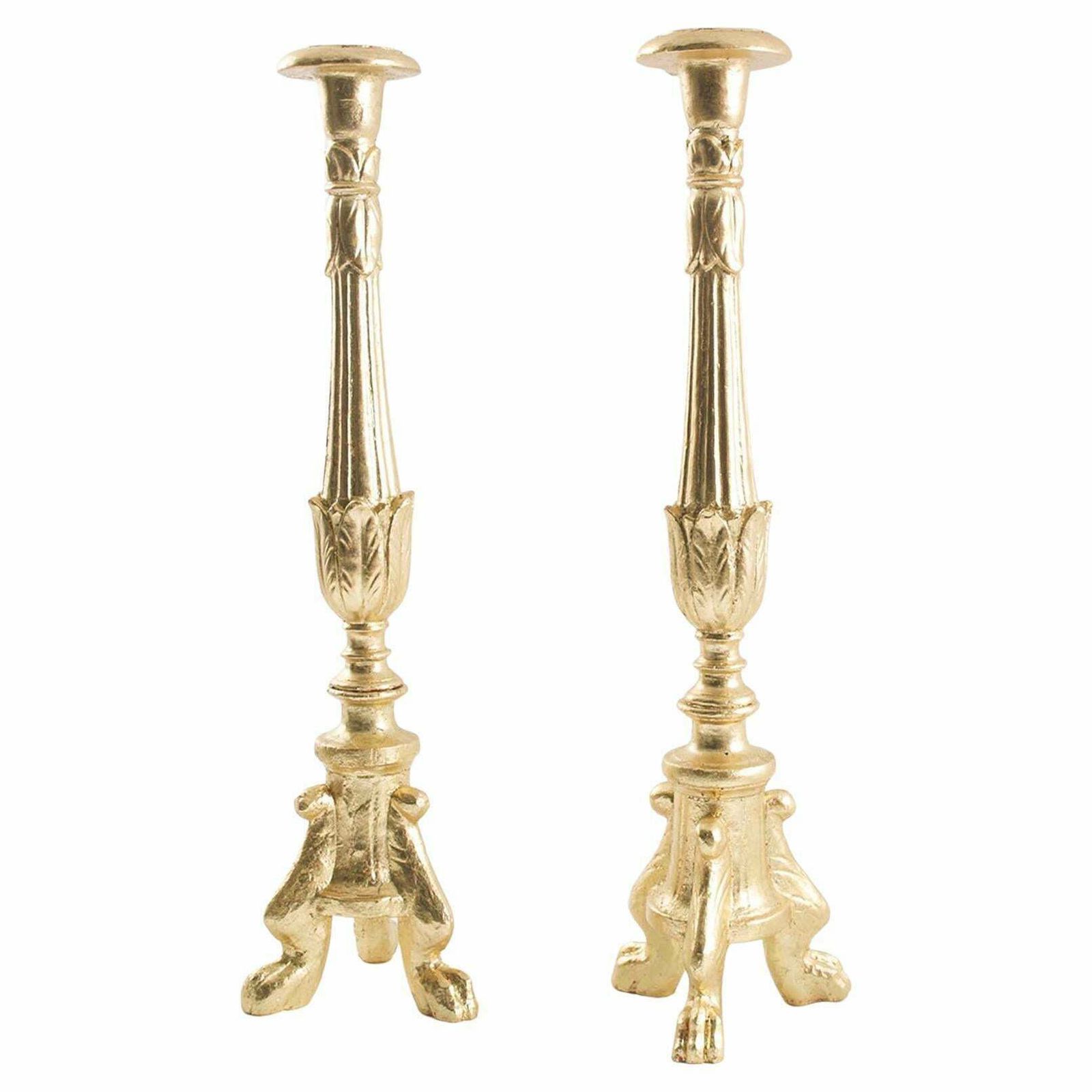 Italian 17th Century Pair Decorative Torchères Hand Carved Walnut Giltwood