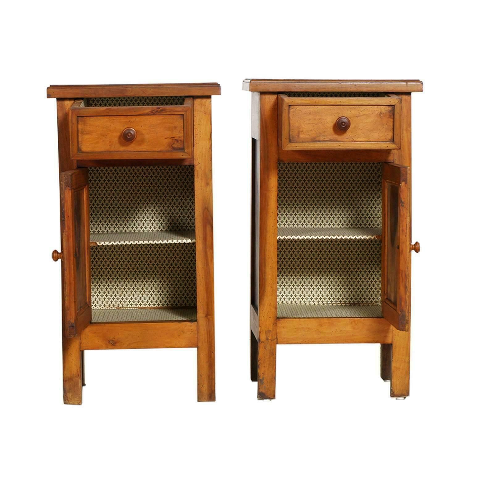 Italian Late 19th Century Country Nightstands In Solid Walnut Polished To Wax photo for sale