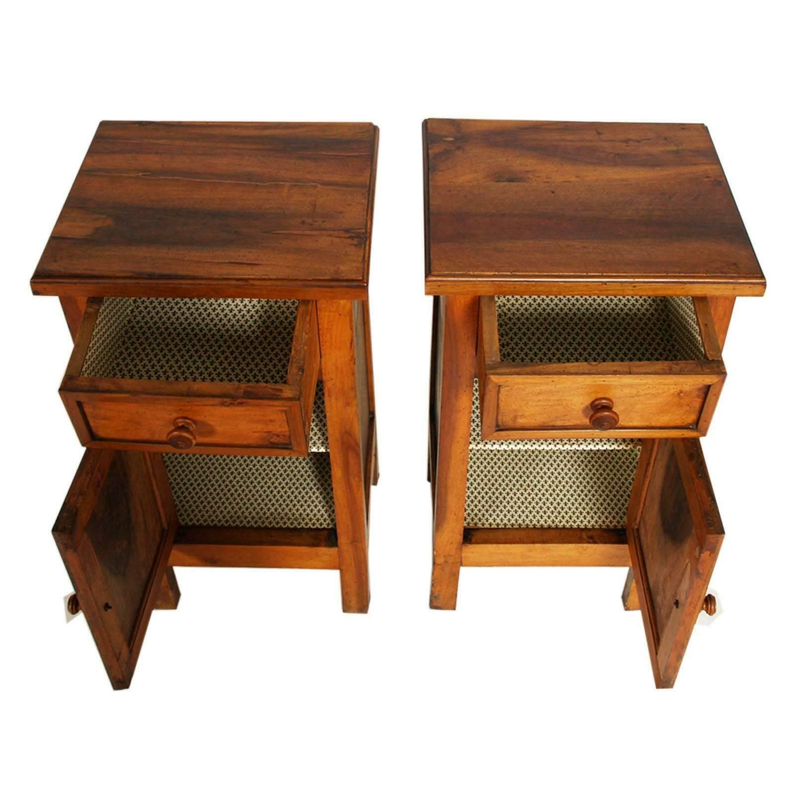 Italian Late 19th Century Country Nightstands In Solid Walnut Polished To Wax photo 1940.6