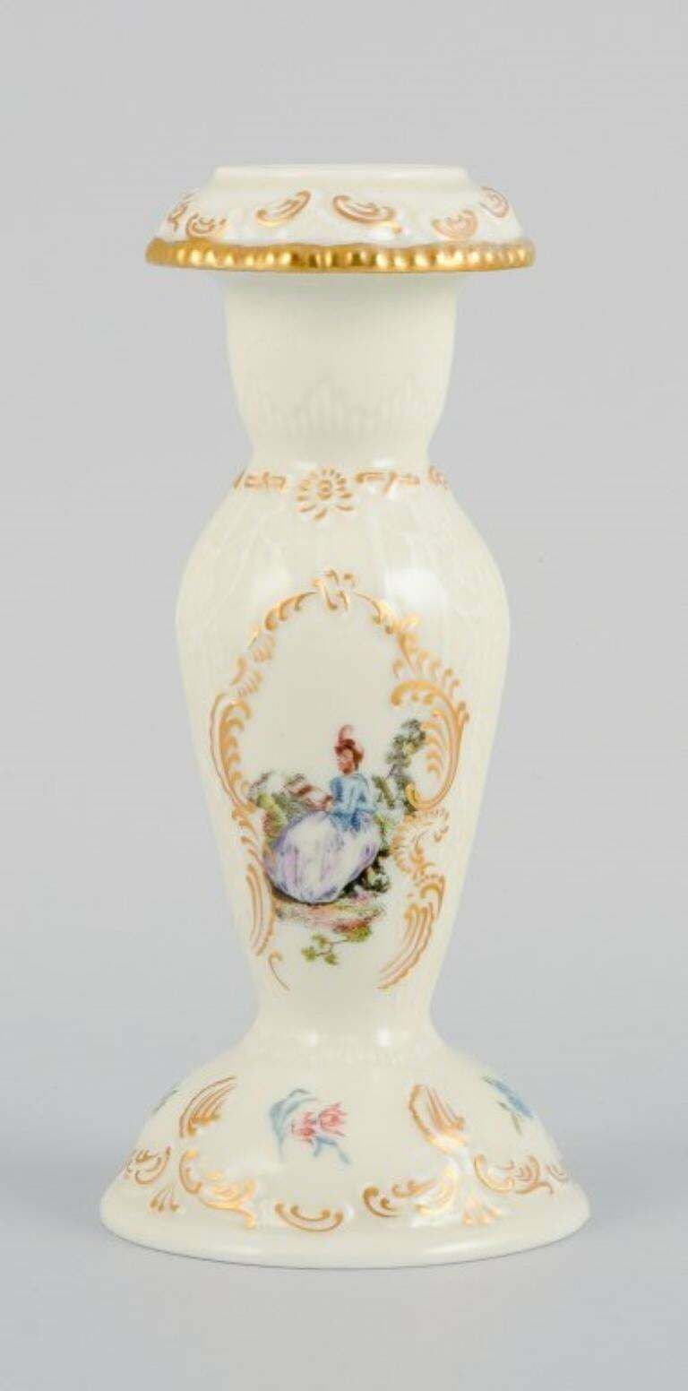 Rosenthal, Germany. "Sanssouci", Two Candlesticks And A Small Bowl In Porcelain. photo vinterior