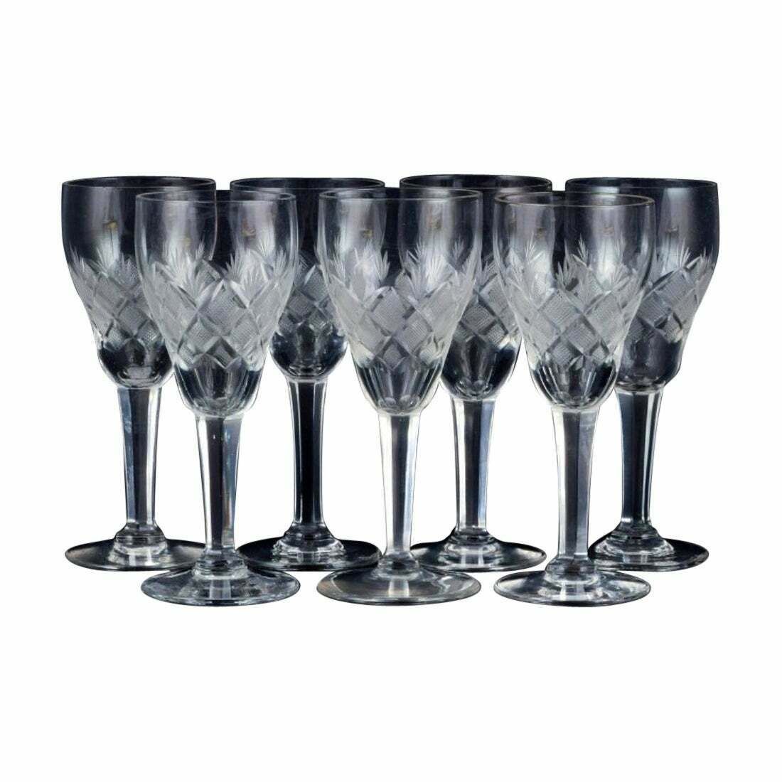 Wien Antik, Lyngby Glas, Denmark, Seven Clear Port Wine Glasses. photo Home Decor