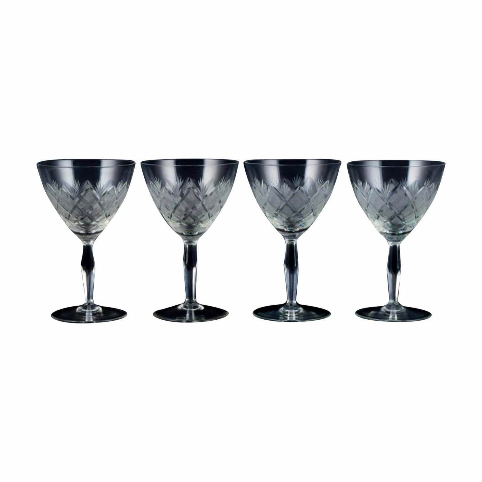 Wien Antik, Lyngby Glas, Denmark, Vintage Set Of Four Clear Red Wine Glasses. photo 262.0