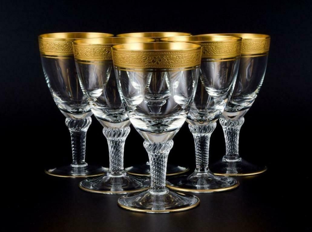 Rimpler Kristall, Zwiesel, Germany, Six Hand Blown Crystal White Wine Glasses