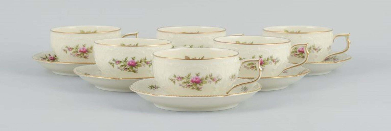 Rosenthal, Germany. "Sanssouci", Six Cream Coloured Teacups With Saucers.