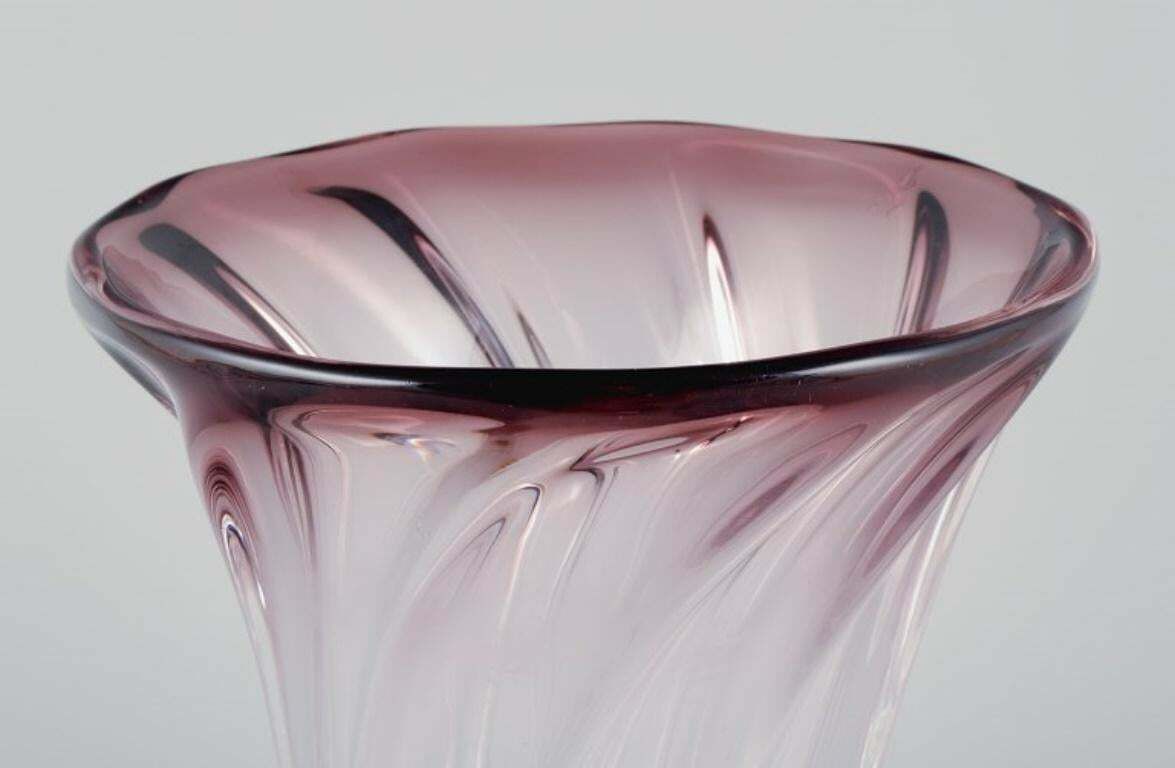 Val St. Lambert, Belgium Art Deco Art Glass Vase In Violet Tones. 1930/40s. photo for sale