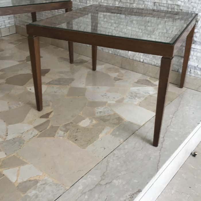 Paolo Buffa Couple Coffe Table Brass Wood Glass 1955 Italy photo Furniture