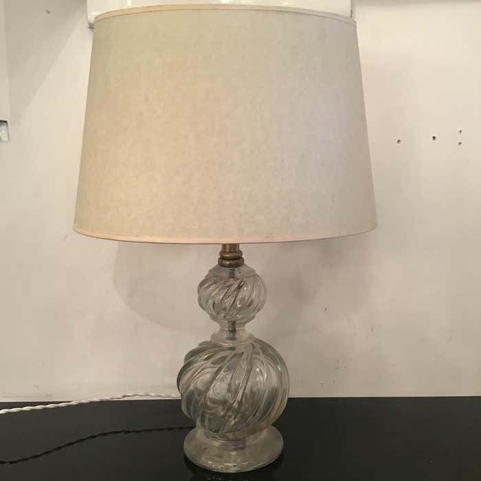 Venini Table Lamp Murano Glass Brass Lampshade 1940 Italy photo for sale