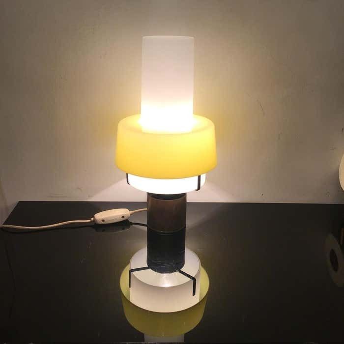 photo for sale Stilnovo Table Lamp Brass Opaline Glass Plexiglas 1950s Italy