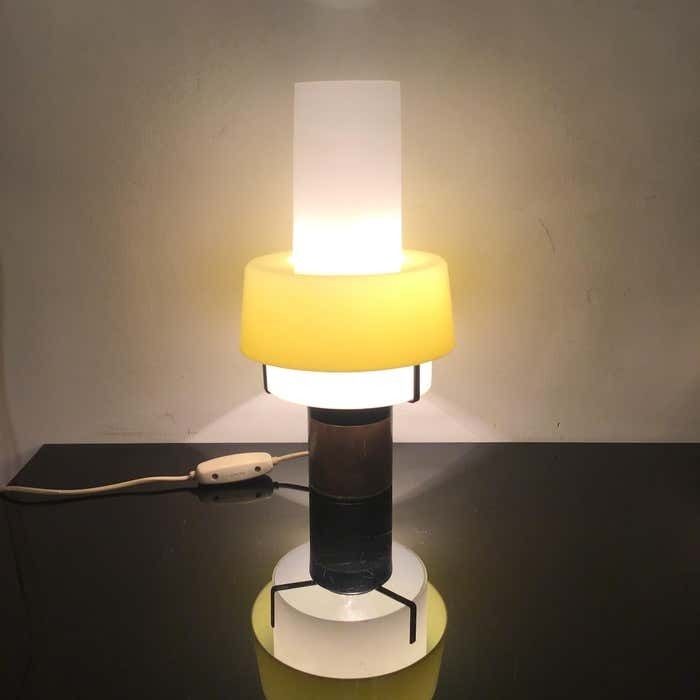 2900.0 Stilnovo Table Lamp Brass Opaline Glass Plexiglas 1950s Italy photo