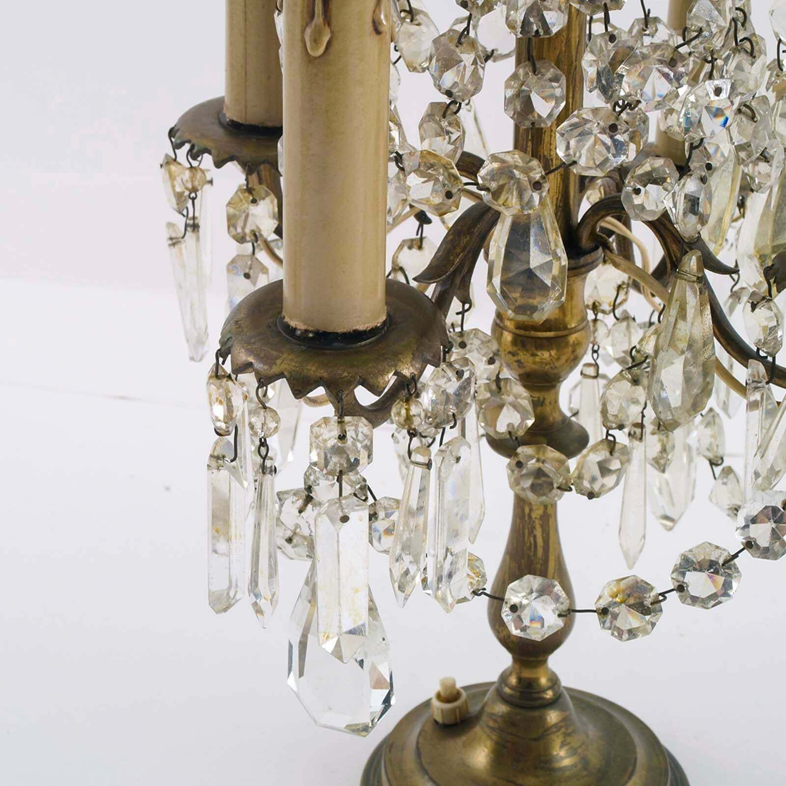 Antique Venetian Electrified Girandoles Candelabra, Swaroski Crystal, Gilt photo 2700.0