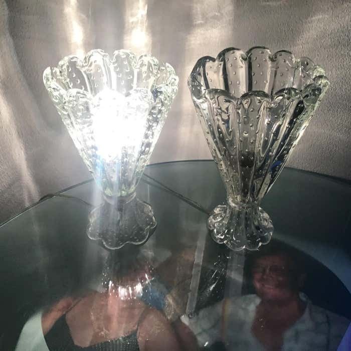 photo furniture Barovier E Toso Couple Table Lamp Murano Glass 1940 Italy