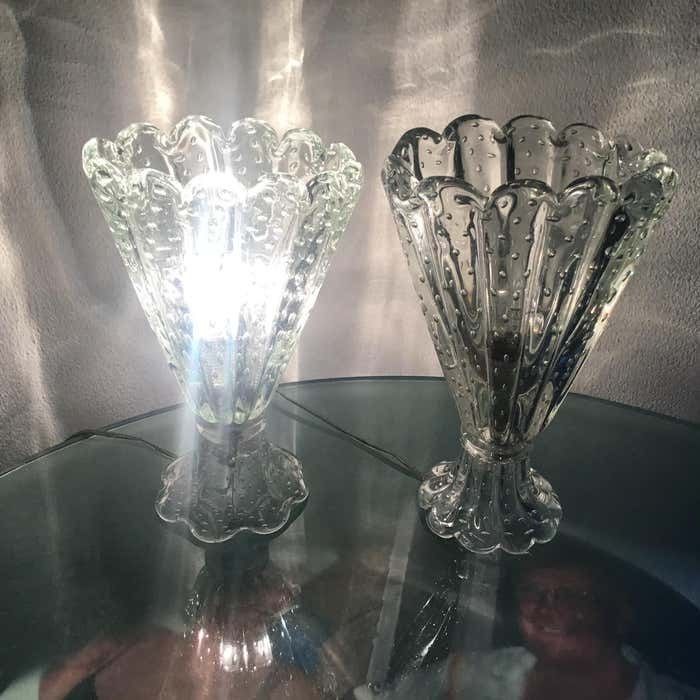 photo for sale Barovier E Toso Couple Table Lamp Murano Glass 1940 Italy
