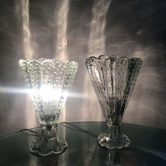 Lighting Barovier E Toso Couple Table Lamp Murano Glass 1940 Italy photo