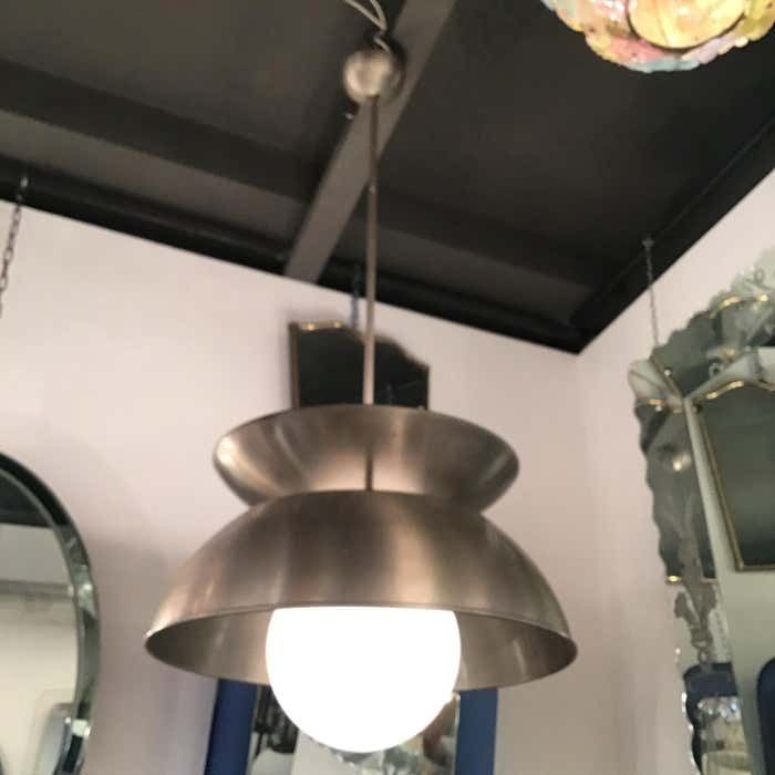 Vico Magistretti "Cetra" Artemide Chandelier Metal Chrome Glass 1960 Italy photo vintage