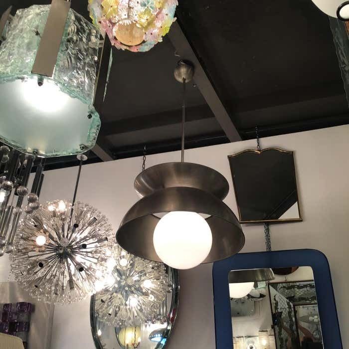 Lighting Vico Magistretti "Cetra" Artemide Chandelier Metal Chrome Glass 1960 Italy photo