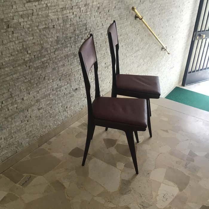 photo for sale Ico Parisi Chair Beech Wood Upholstered In Teak 1950 Italy
