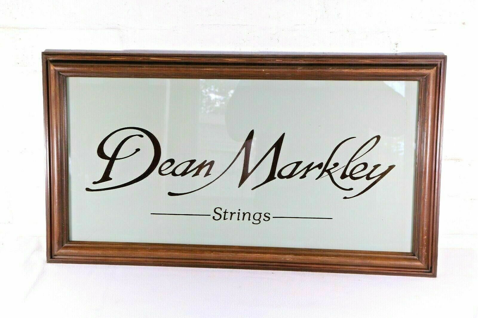 Vintage Guitar Advertising Sign Dean Markley Painted Glass Wooden Frame photo furniture