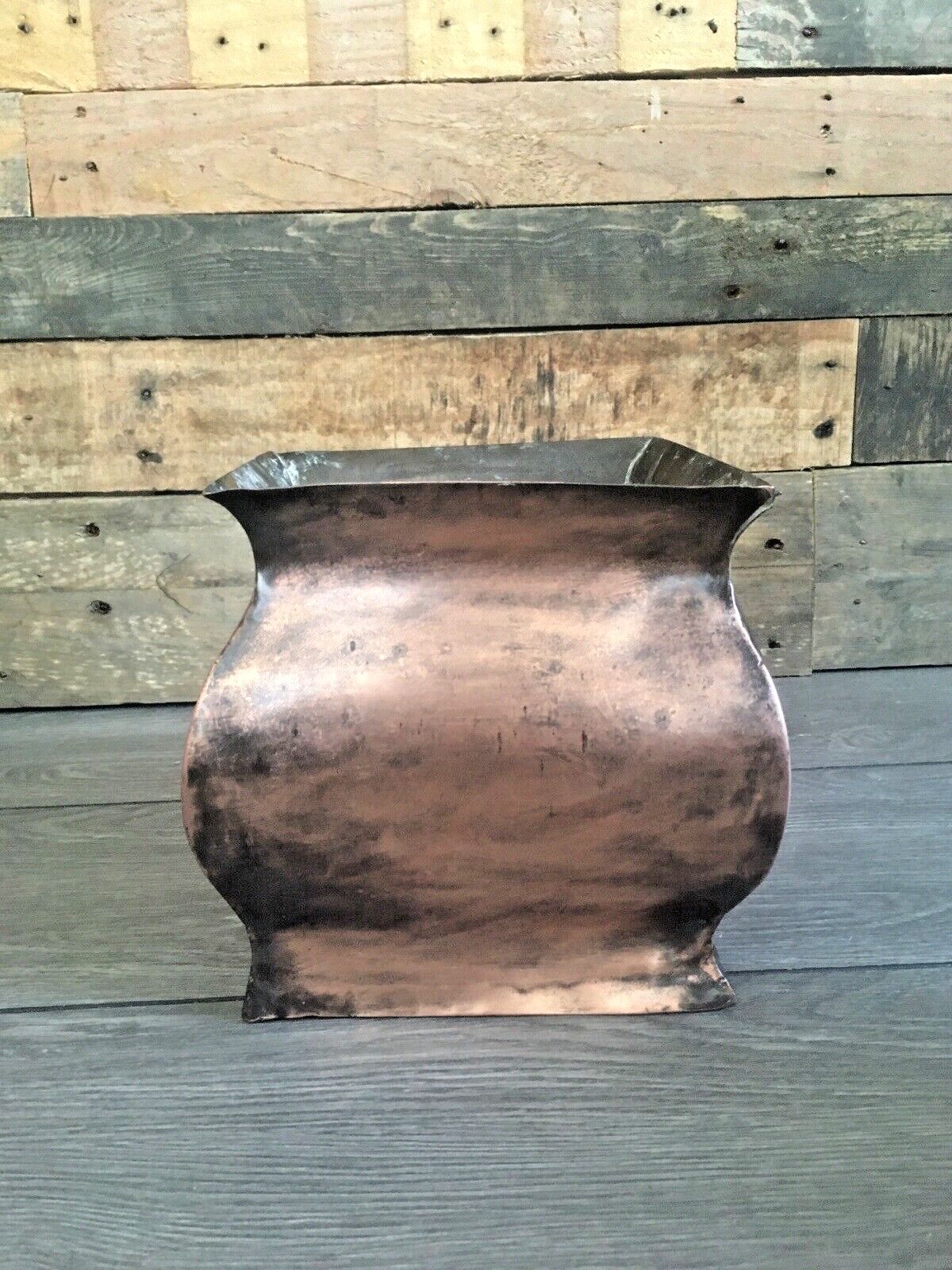 Antique Arts & Crafts / Art Nouveau Country House Solid Copper Planter Plant Pot photo Home Decor