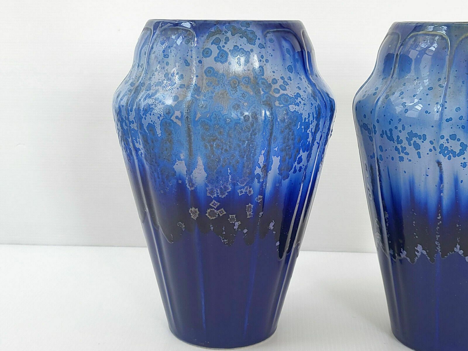 Pair Of French Art Deco Vases In French Ceramic Blue Gres 1920 1930 Vintage photo Home Decor