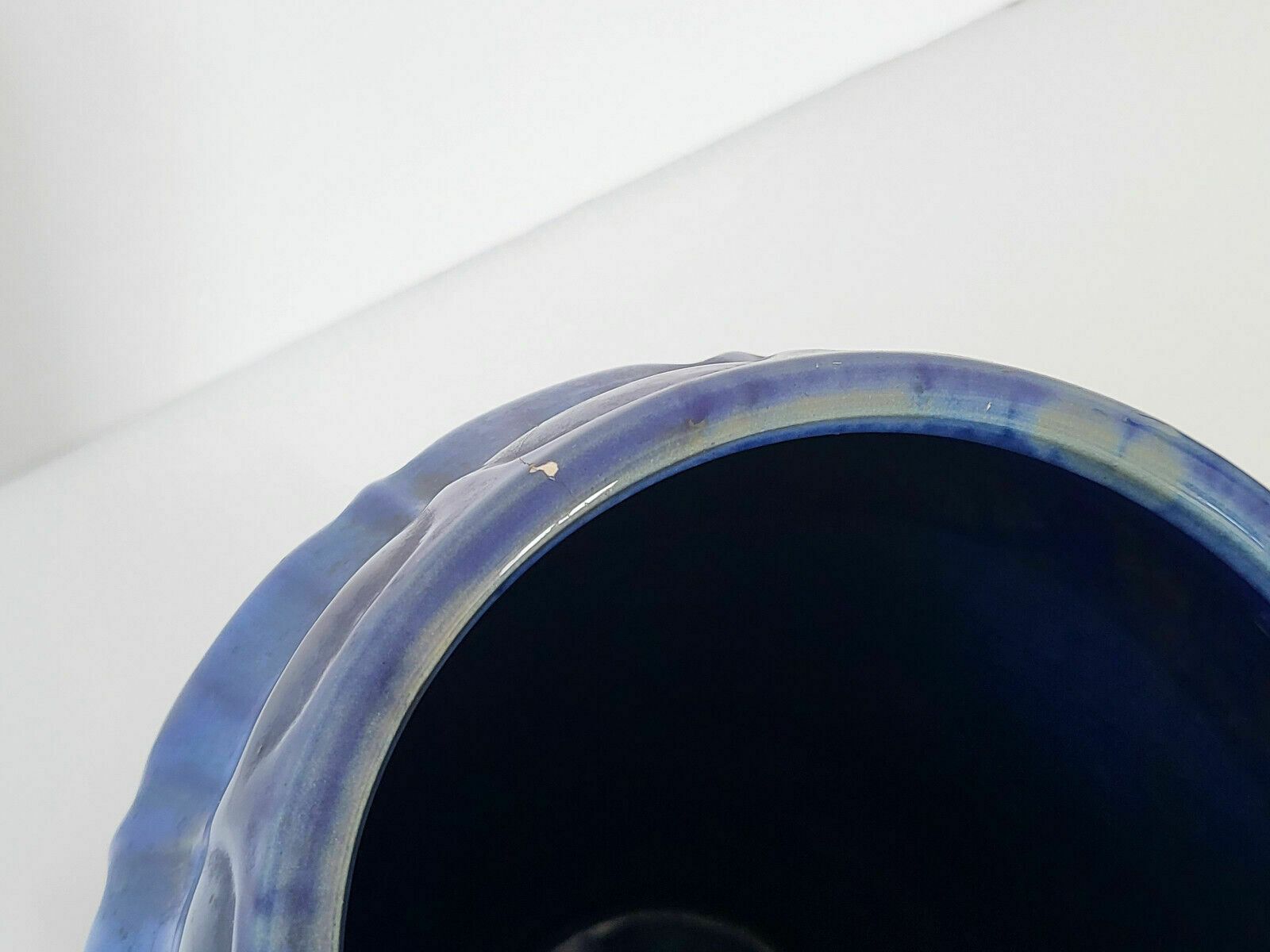 Pair Of French Art Deco Vases In French Ceramic Blue Gres 1920 1930 Vintage photo vinterior