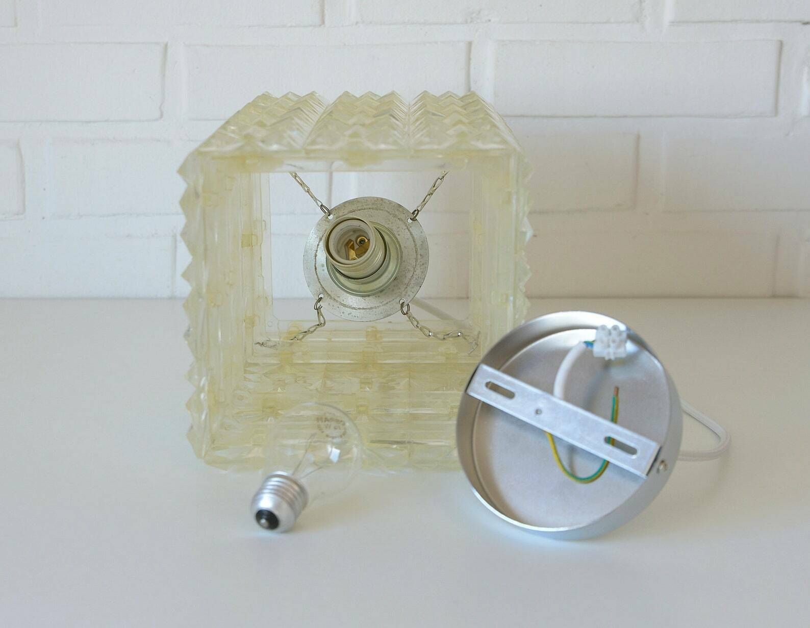 Elegant Vintage Ceiling Lamp / Acrylic Light Fixture / Mid Century Modern / Yugoslavia 1970s photo buy