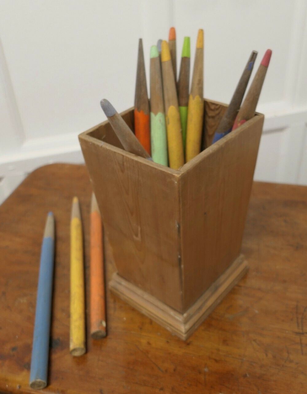 A Giant Pine Desk Tidy With Giant Pencils photo for sale