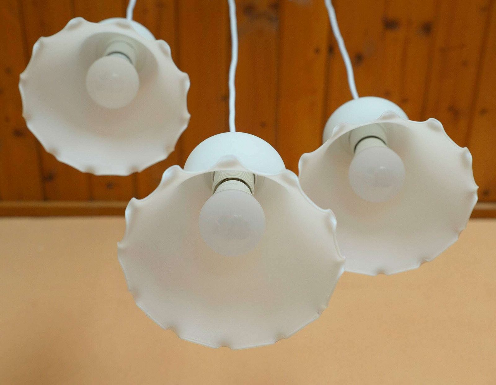 Vintage Bell Shape Pendant Lamps / Redesign Cascade Ceiling Lights / Set Of 3 Hanging Tulip Lamps photo 185.0