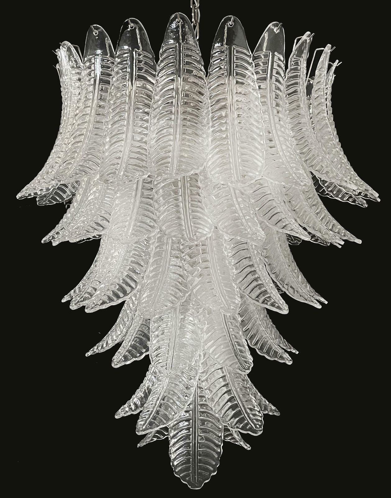 Wonderfull Italian Murano Felci Glass Chandeliers, 75 Clear Glasses photo for sale