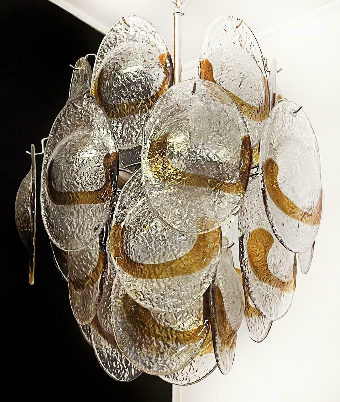 Elegant Vintage Italian Murano Chandelier   24 Clear And Amber photo for sale
