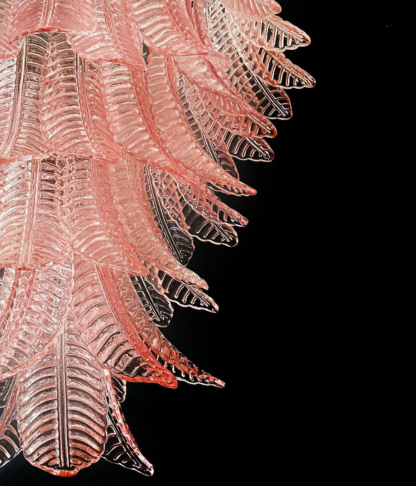 photo for sale Huge Italian Murano Pink Felci Glass Chandelier   75 Glasses
