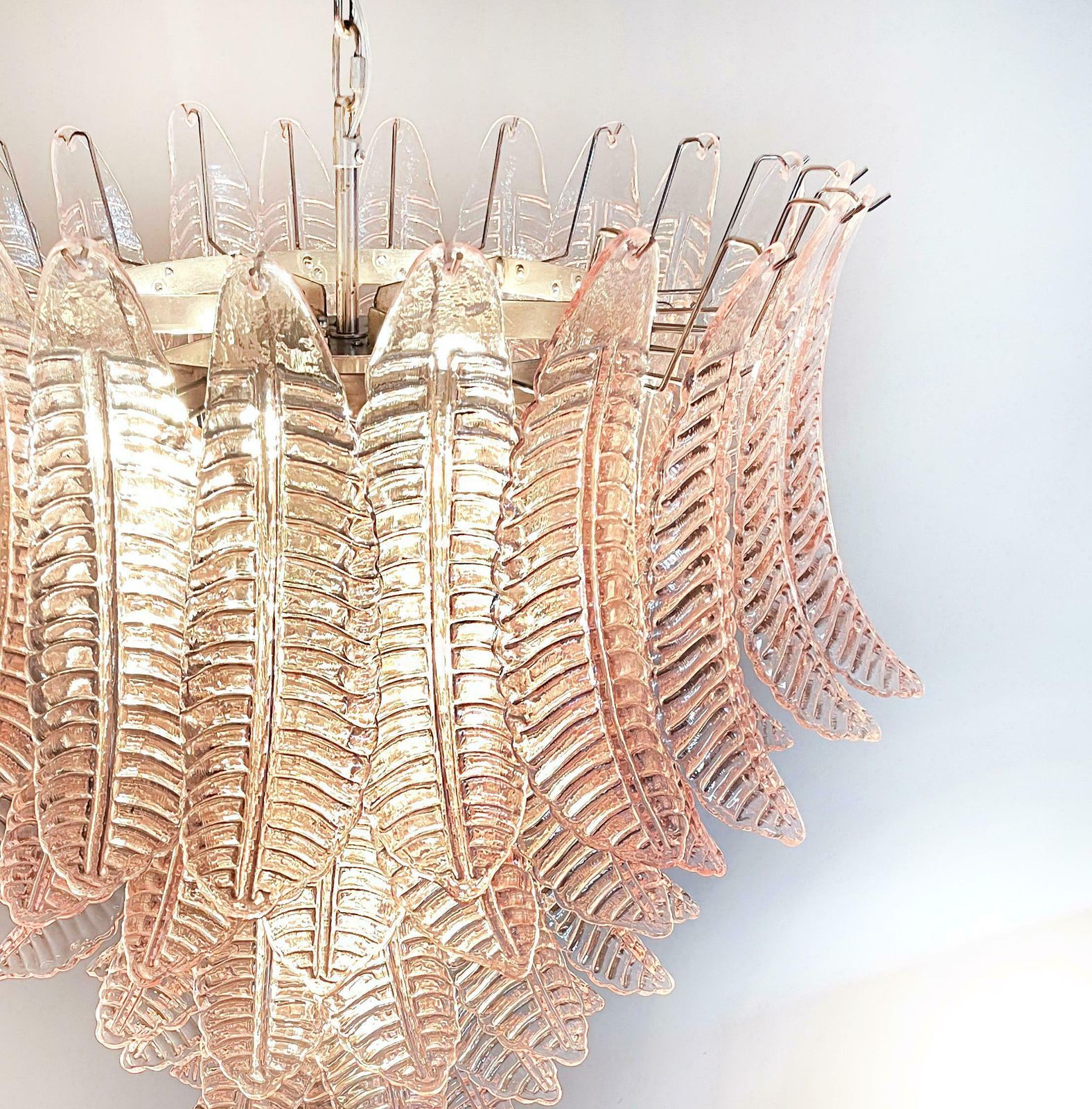 Lighting Huge Italian Murano Pink Felci Glass Chandelier   75 Glasses photo