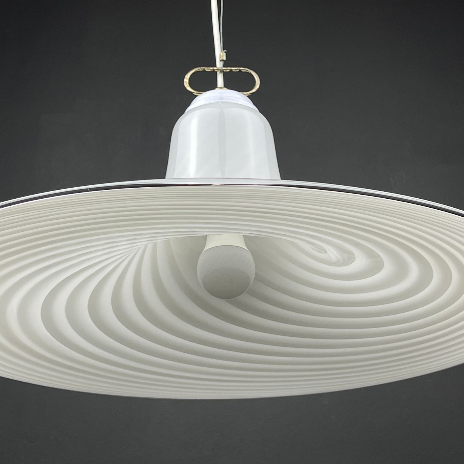 photo for sale Classic Swirl Murano Glass Pendant Lamp Vetri Murano Italy 70s