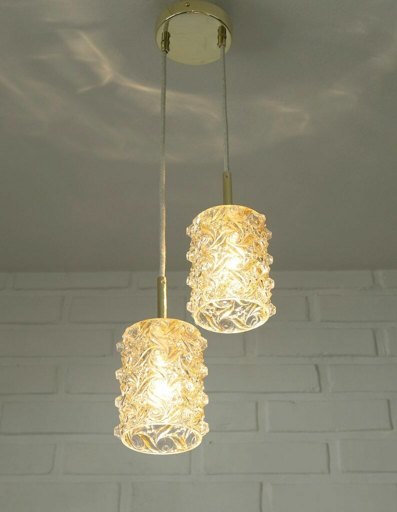 Vintage Pendant Light / Gold Hanging Lamp / Redesign Cascade Ceiling Light / Mid Century Modern / Light Fixture photo Lighting