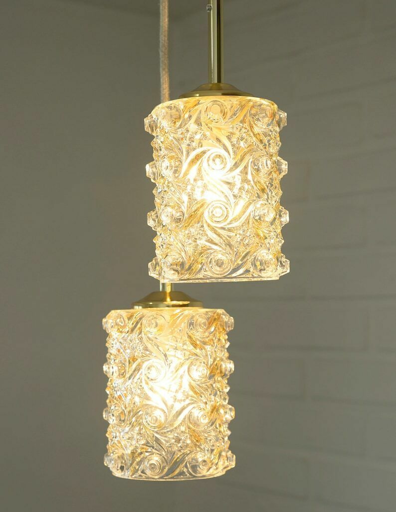 Vintage Pendant Light / Gold Hanging Lamp / Redesign Cascade Ceiling Light / Mid Century Modern / Light Fixture photo 171.0