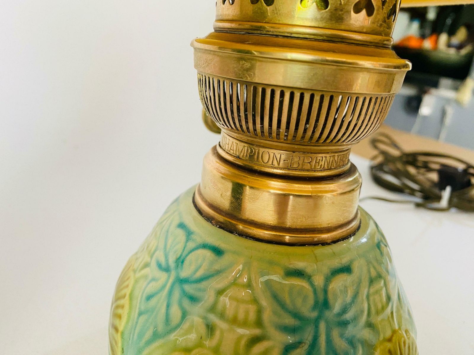 285.0 Majolica Lamp In Crackled Blue And Yellow Colour France 1960 photo