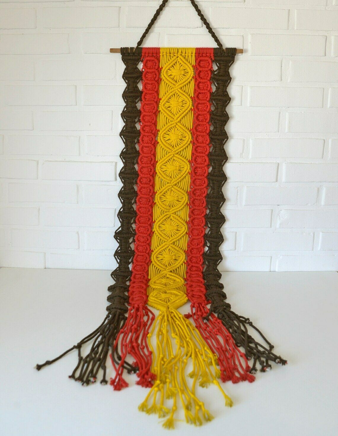 Large Macrame Wall Hanging  Vintage Wall Art From 1970s  Boho Home Decor  Mid Century Modern Woven photo Art