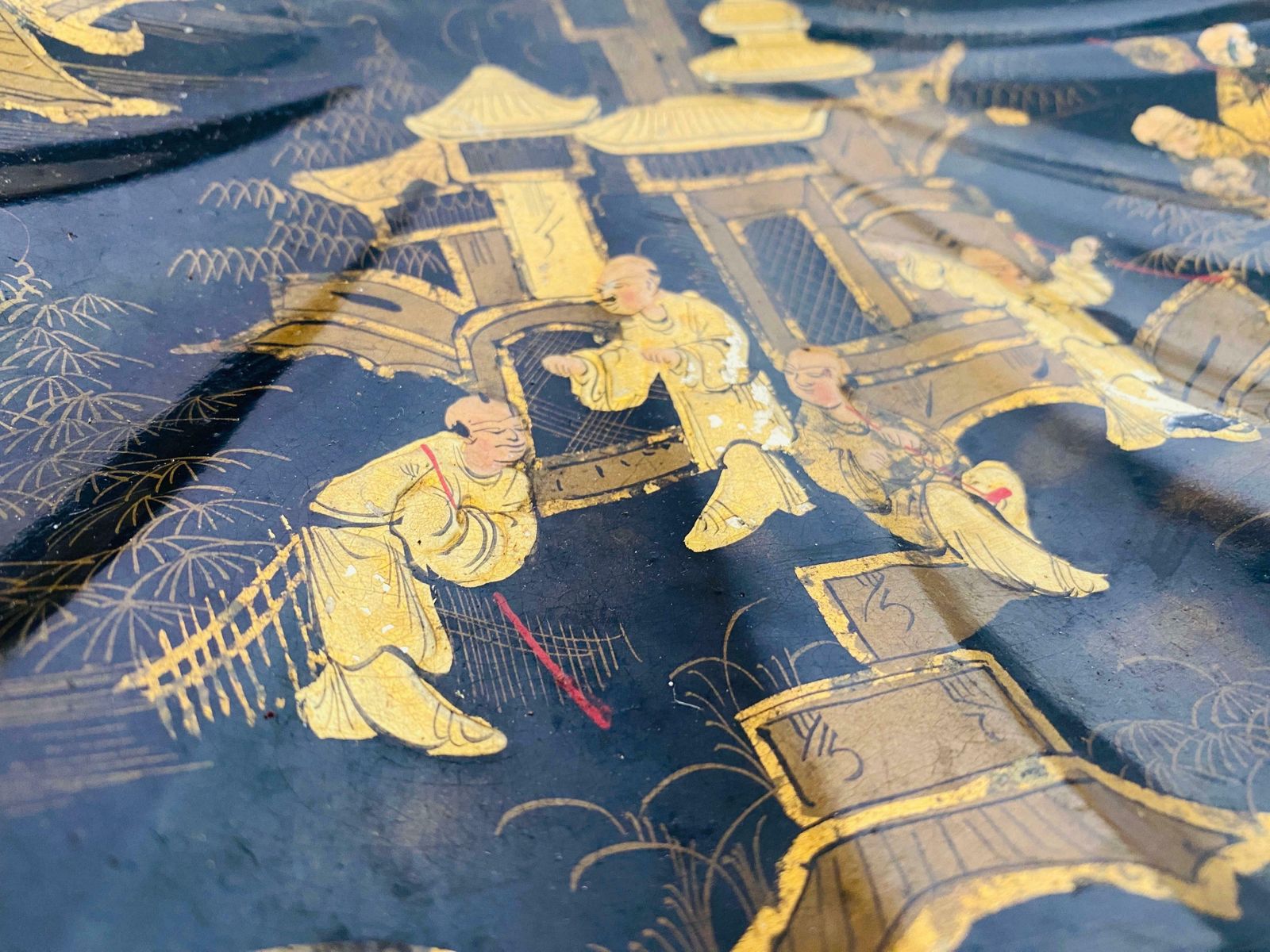 Napoleon III Bow Vide Poche, Chinese Characters, Gold Colour France 19th photo vinterior