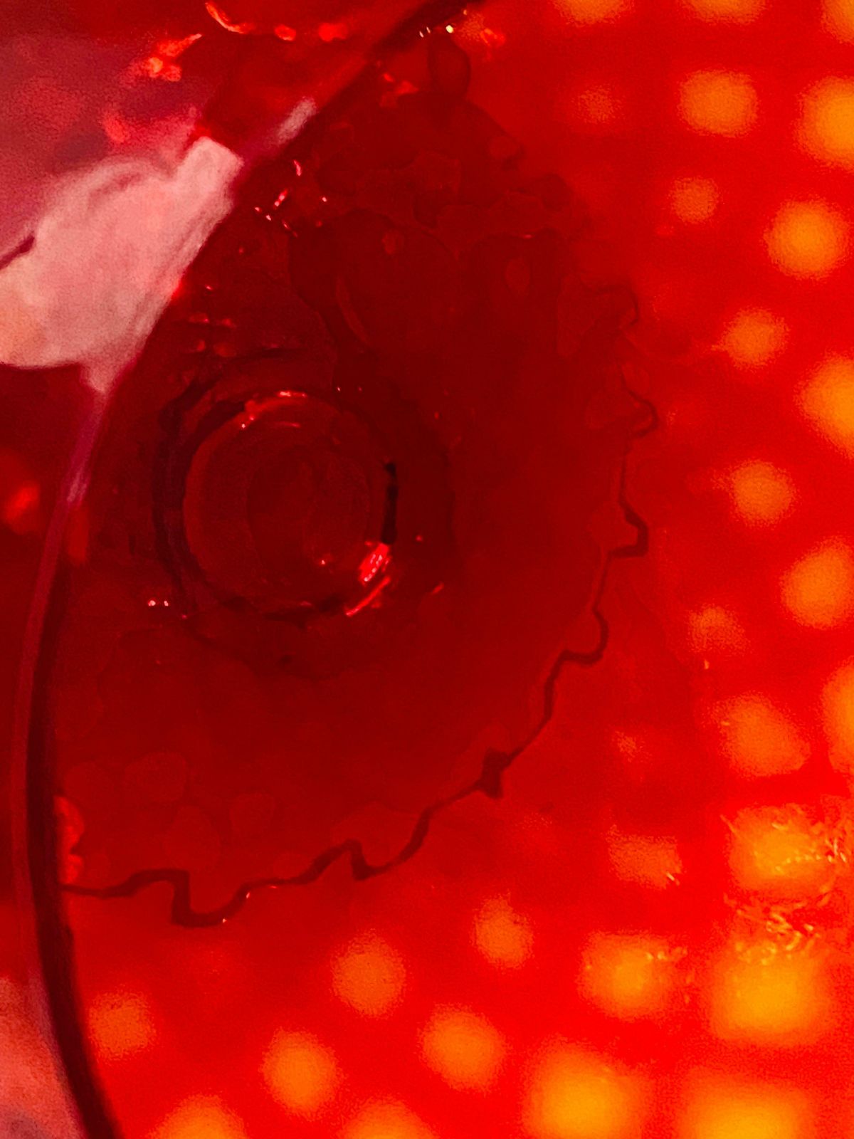 Empoli Glass Vase, Italy, 1960 In Red Colour With Relief Patterns photo for sale